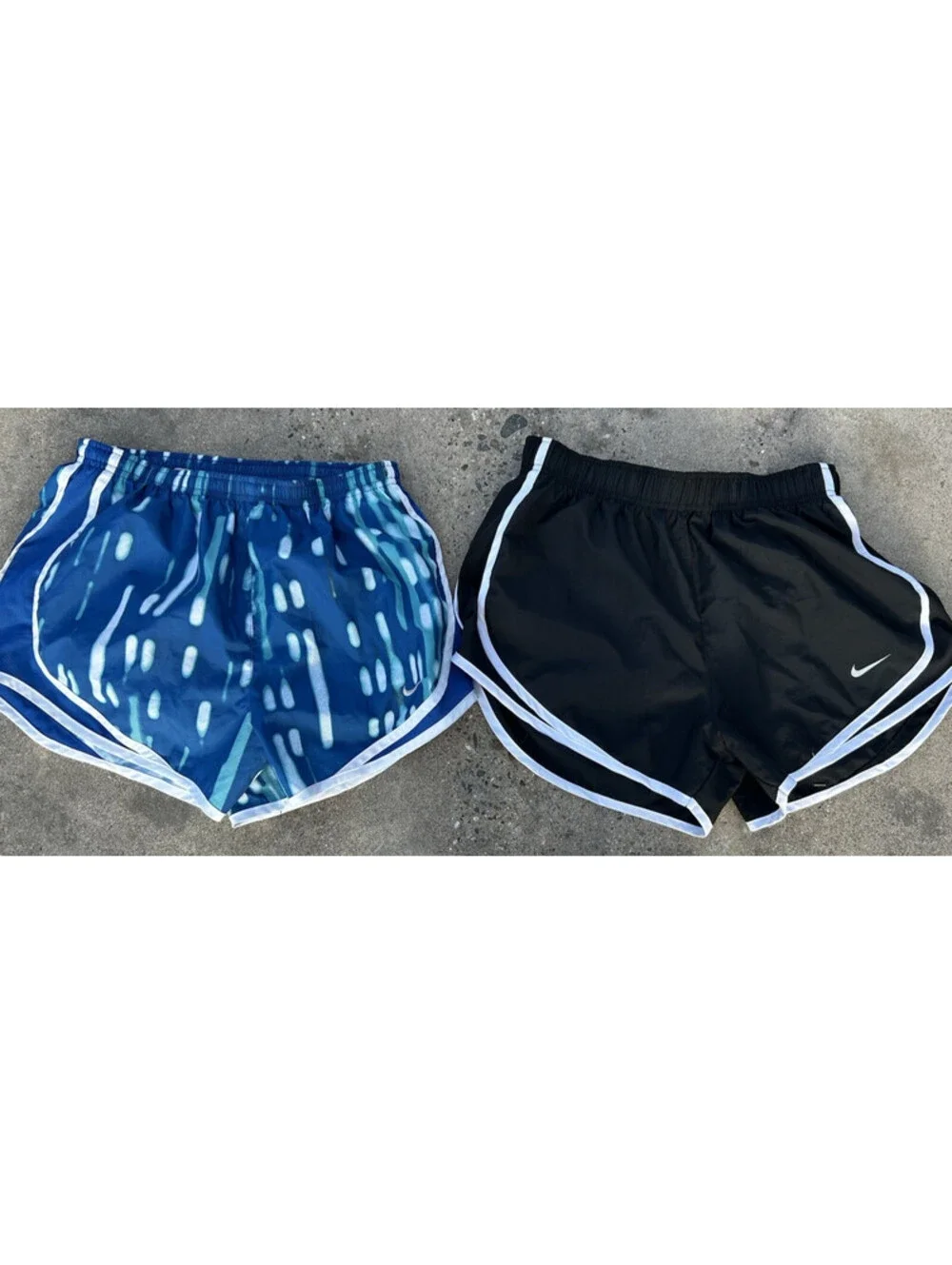 2 NIKE Tempo DRI FIT Running Shorts Built in Liner Teal Blue White Small Black